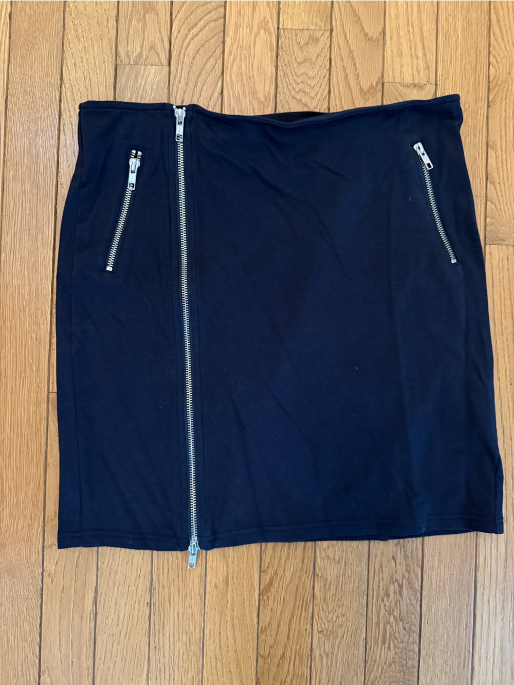 Betsey Johnson Navy Blue Mini Skirt with Silver Zipper Details